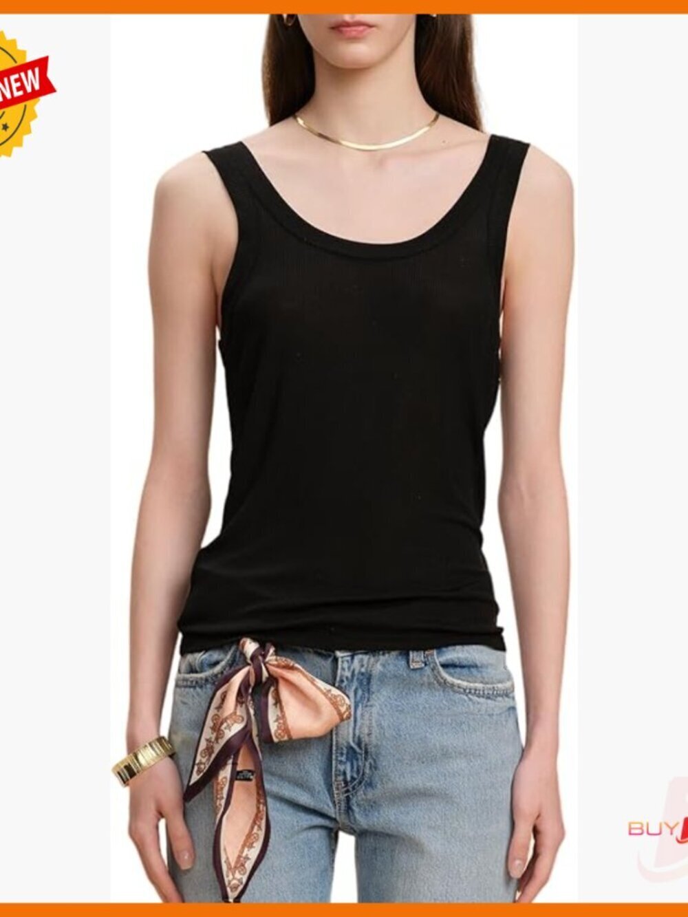 Pure Mulberry Silk Tank Top Sleeveless Crewneck Slim Fit Ribbed Summer